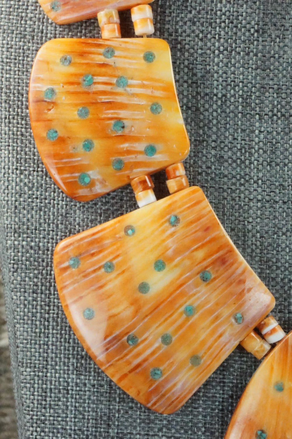 Spiny Oyster and Turquoise Necklace - Joe Garcia