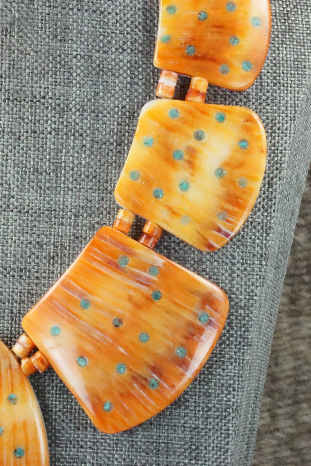 Spiny Oyster and Turquoise Necklace - Joe Garcia