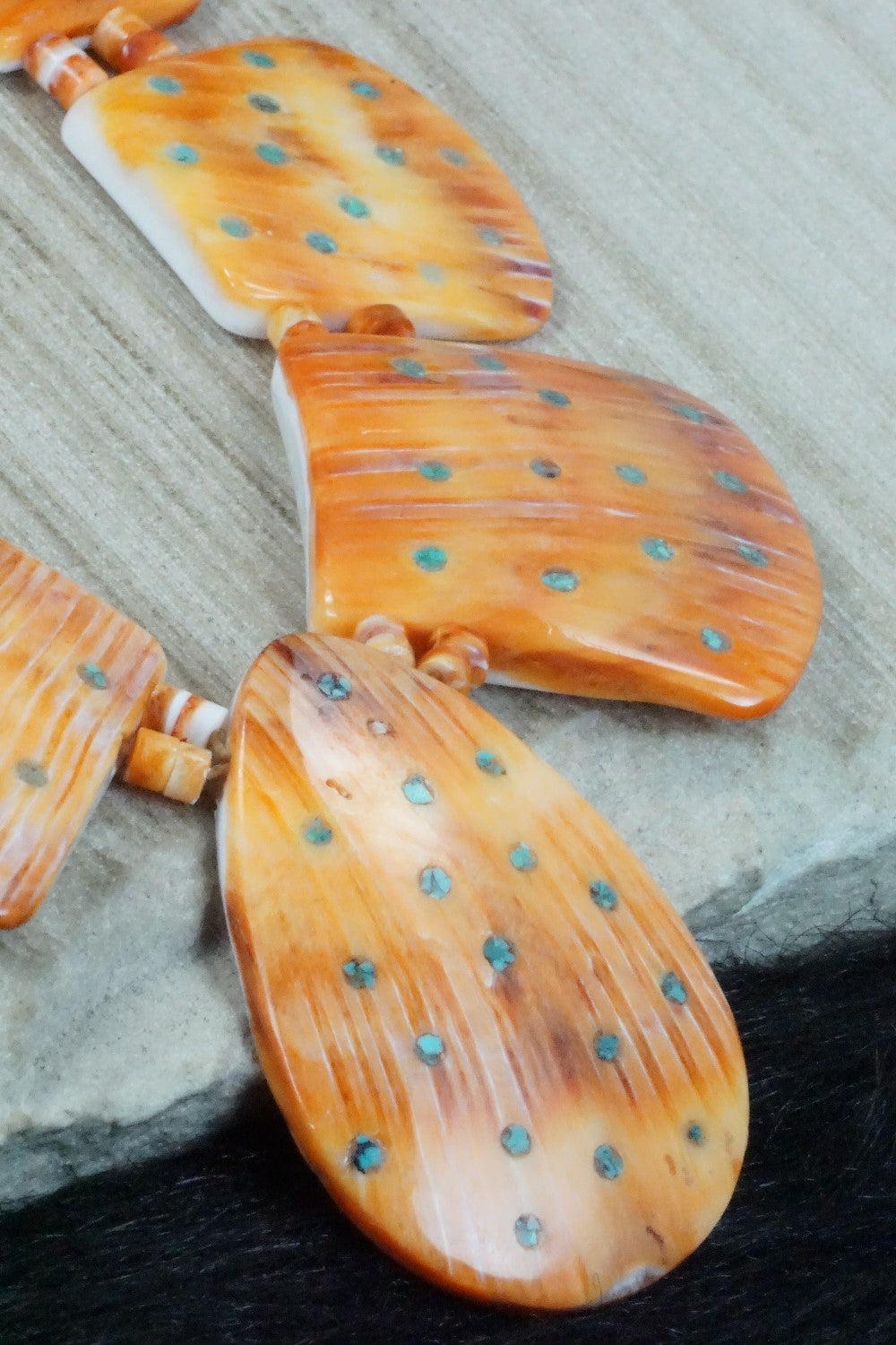 Spiny Oyster and Turquoise Necklace - Joe Garcia