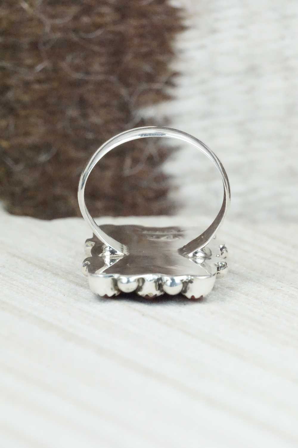 Coral & Sterling Silver Ring - Priscilla Reeder - Size 6.5