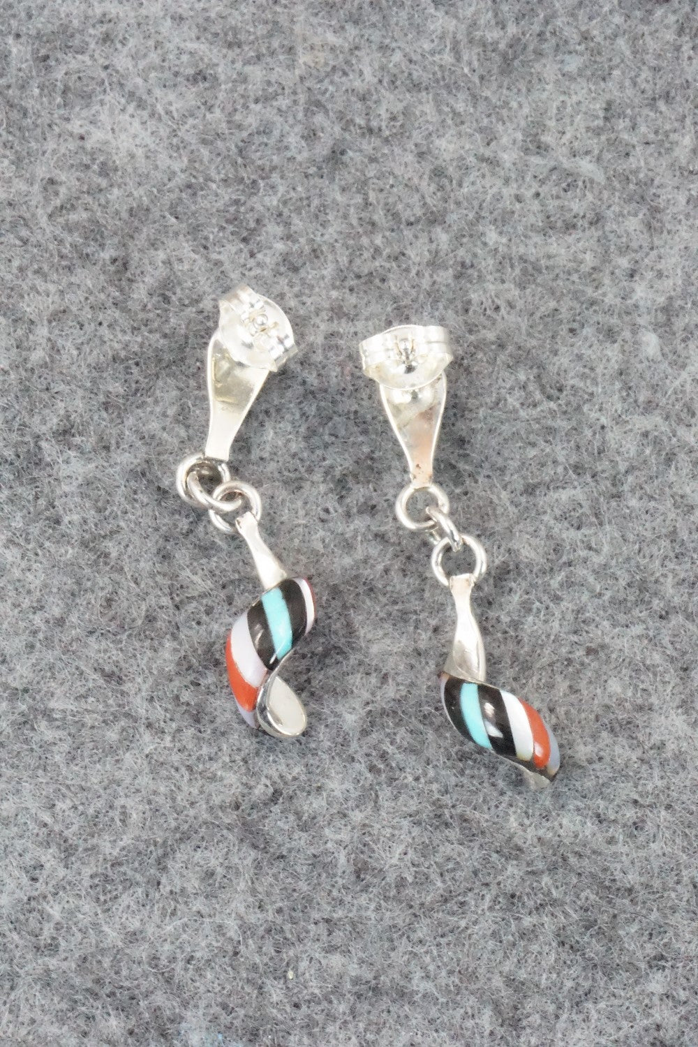 Multi Stone & Sterling Silver Inlay Earrings - Idella Edaakie