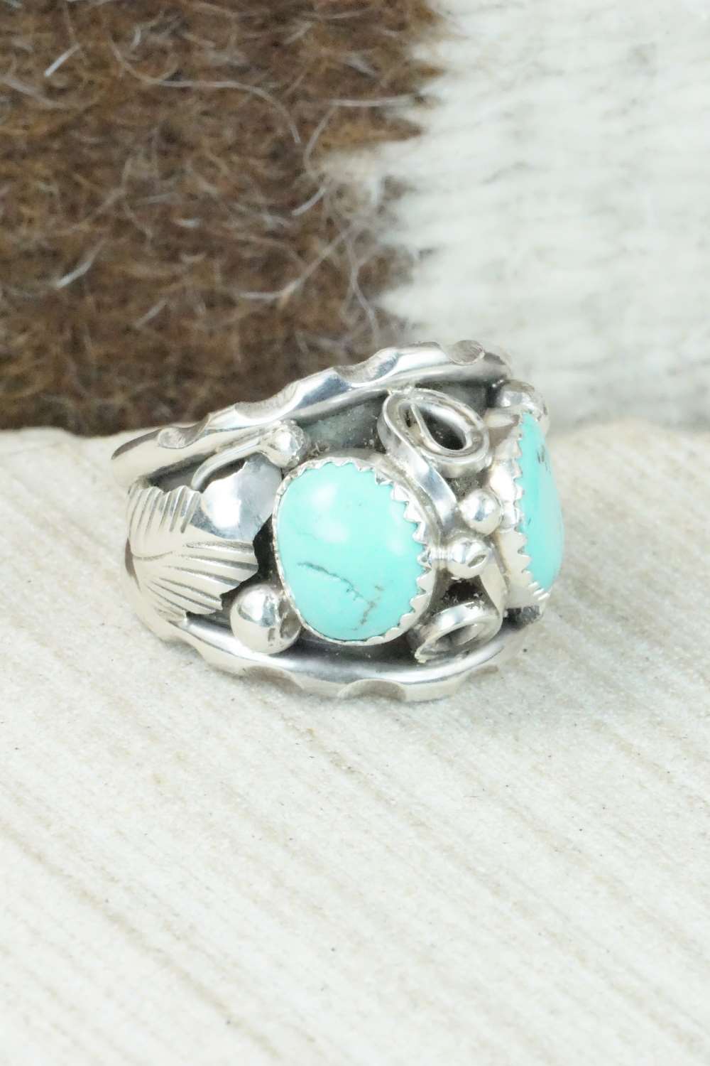Turquoise & Sterling Silver Ring - Max Calladitto - Size 9