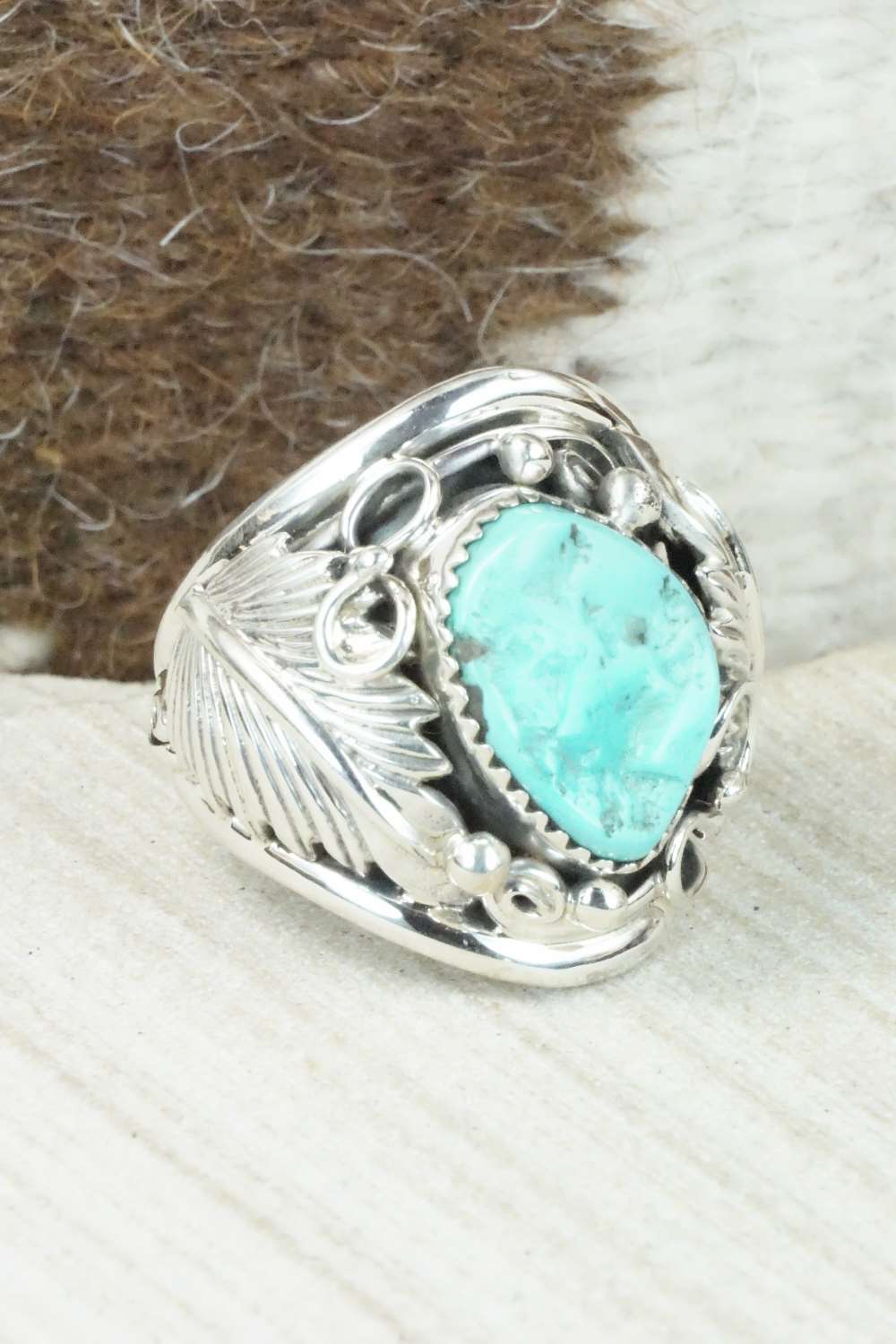 Turquoise & Sterling Silver Ring - Darrell Morgan - Size 9.75