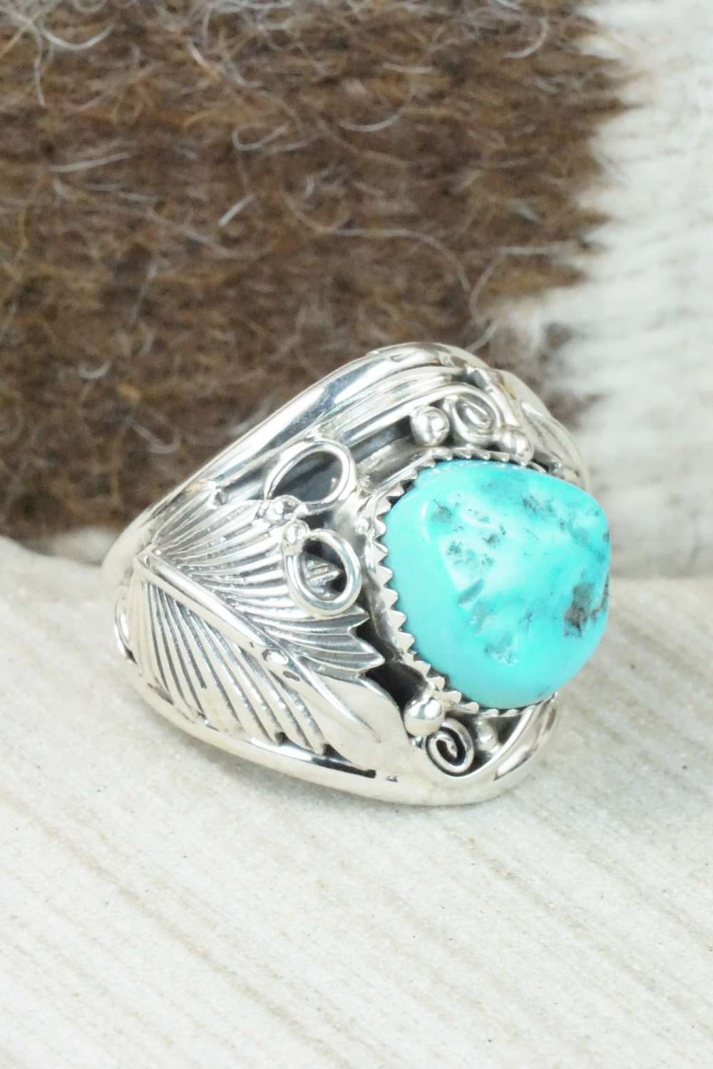 Turquoise & Sterling Silver Ring - Darrell Morgan - Size 10.25