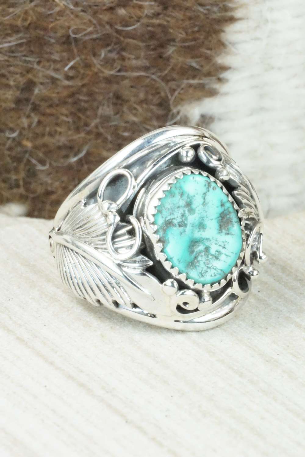 Turquoise & Sterling Silver Ring - Darrell Morgan - Size 11