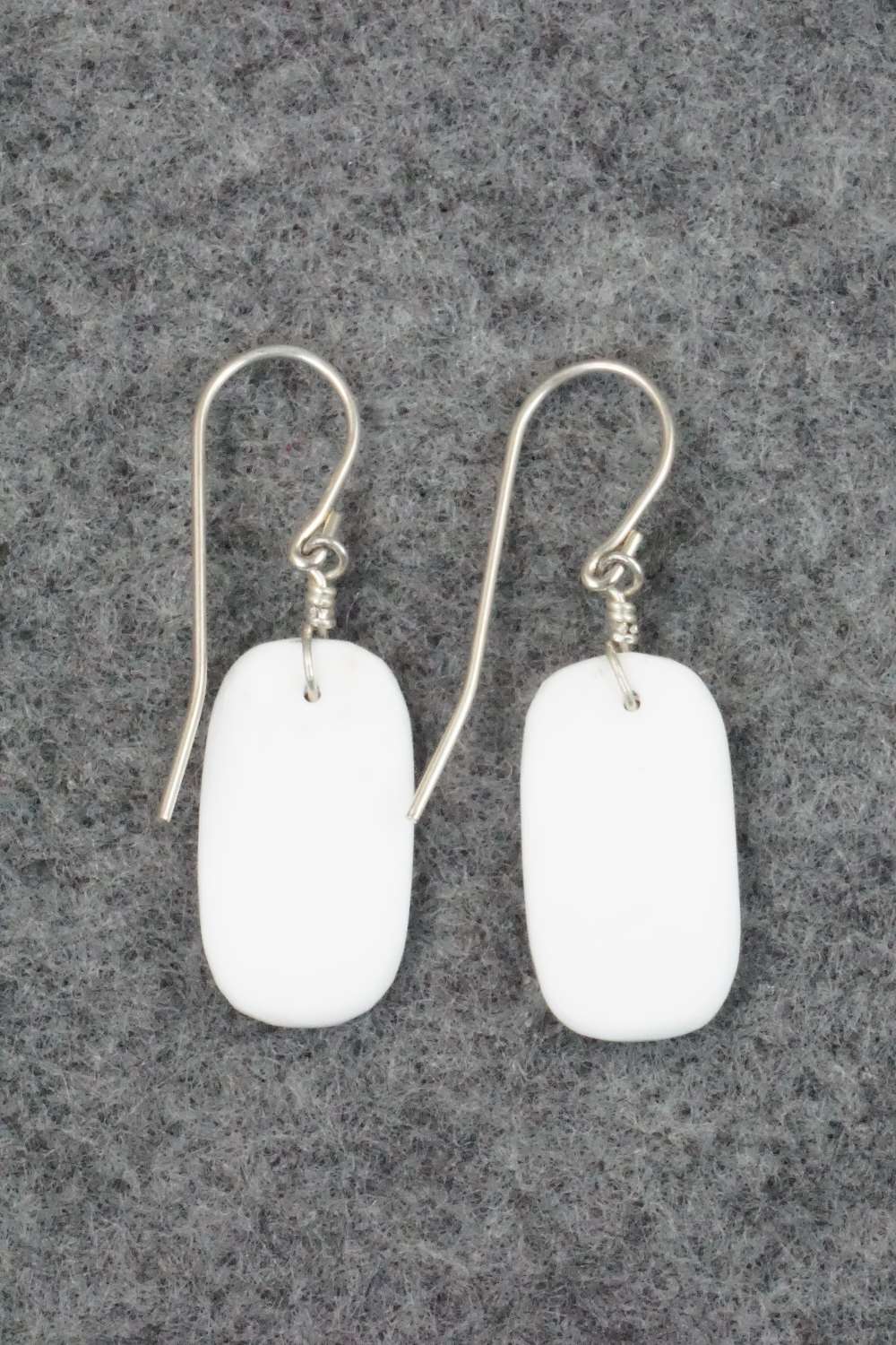 White Buffalo & Sterling Silver Earrings - Lester Abeita