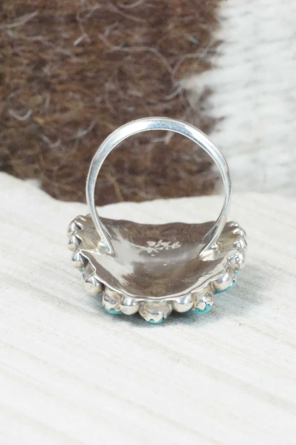 Turquoise and Sterling Silver Ring - Justina Wilson - Size 6.75
