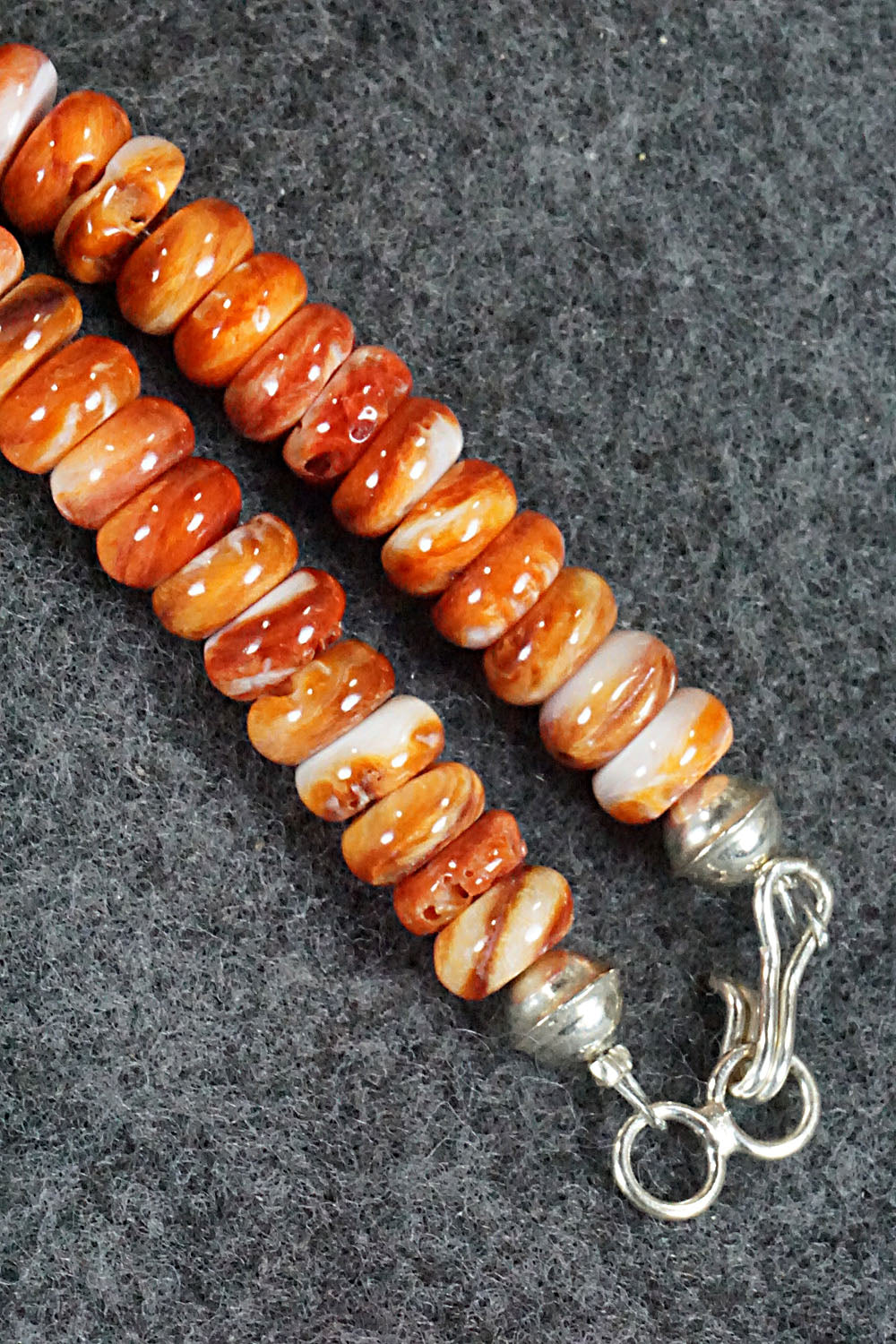 Turquoise, Spiny Oyster and Sterling Silver Necklace - Lupe Lovato
