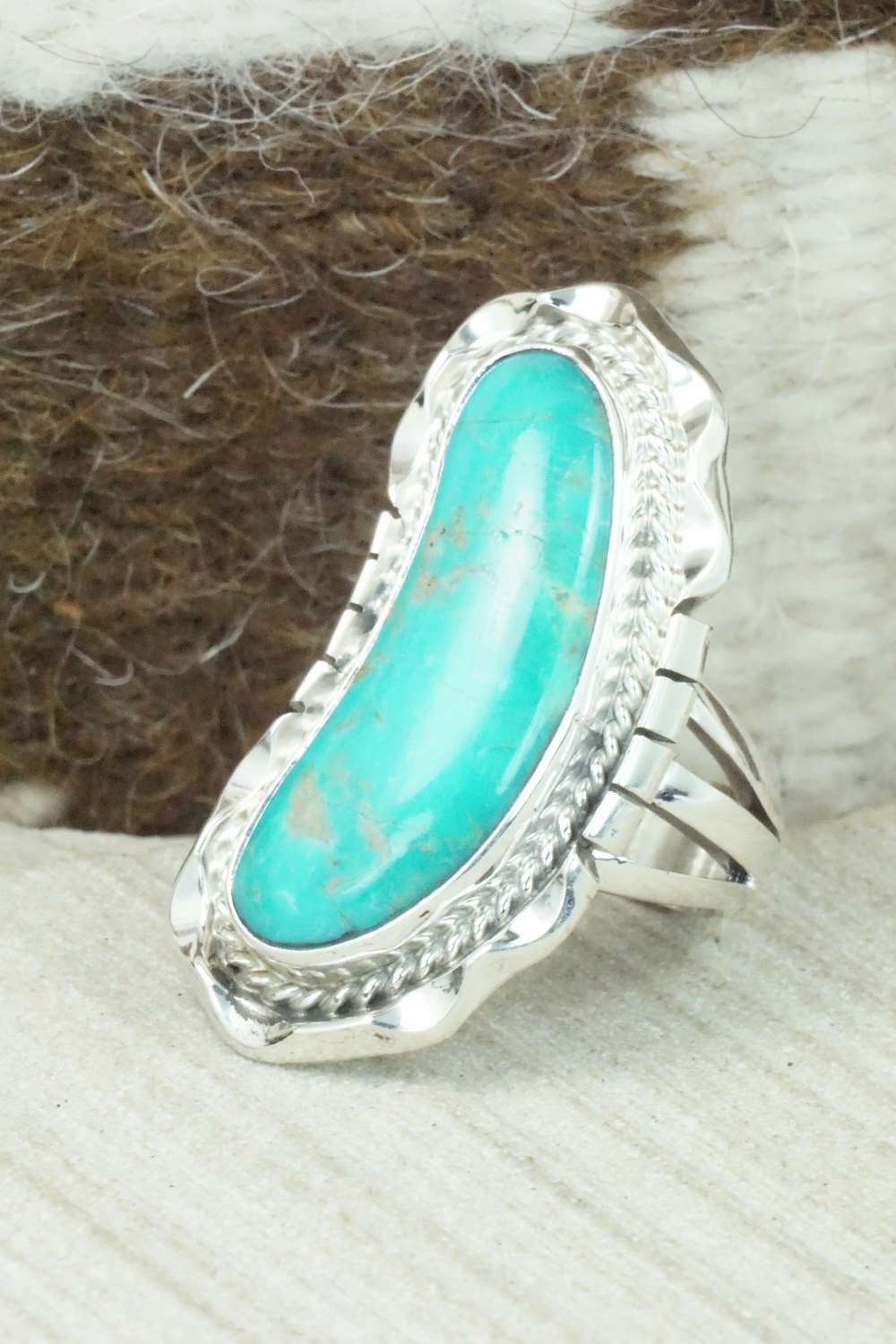 Turquoise & Sterling Silver Ring - Samuel Yellowhair - Size 5.5
