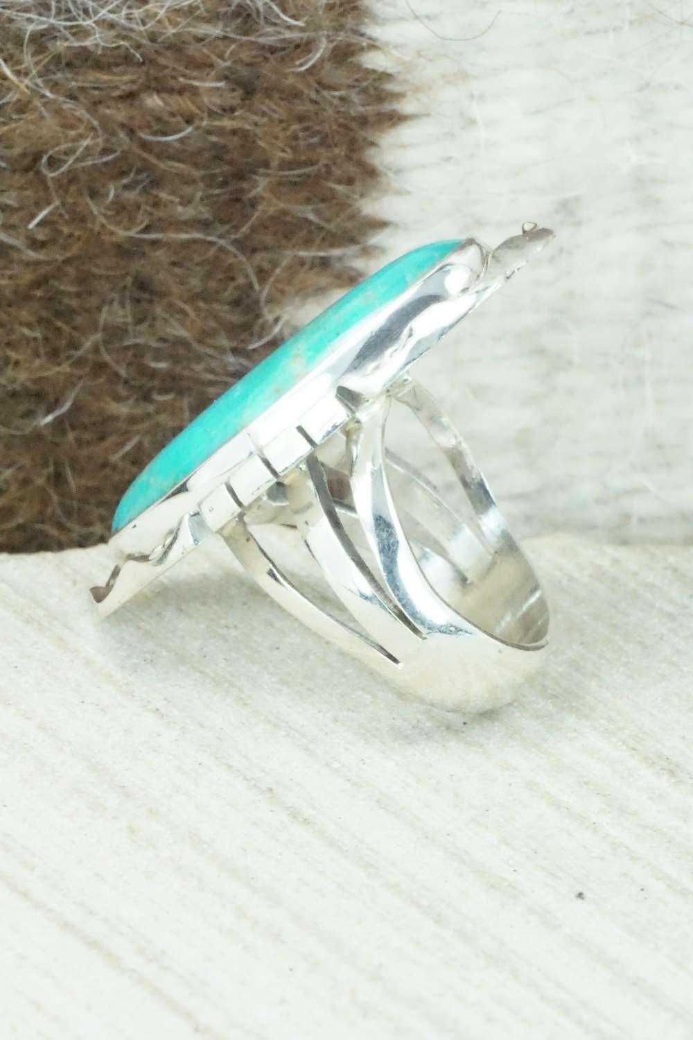 Turquoise & Sterling Silver Ring - Samuel Yellowhair - Size 5.5