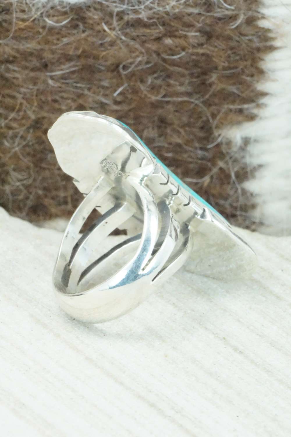 Turquoise & Sterling Silver Ring - Samuel Yellowhair - Size 5.5