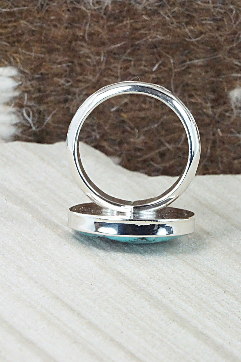 Turquoise & Sterling Silver Ring - Sheena Jack - Size 11.25