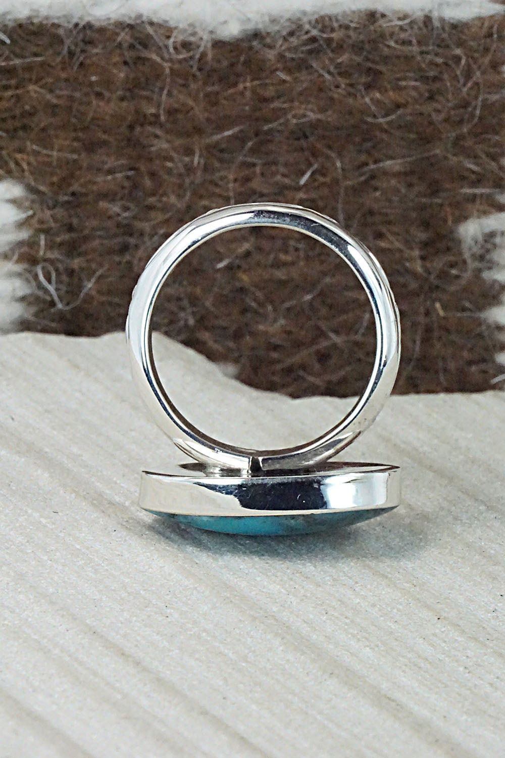 Turquoise & Sterling Silver Ring - Sheena Jack - Size 11