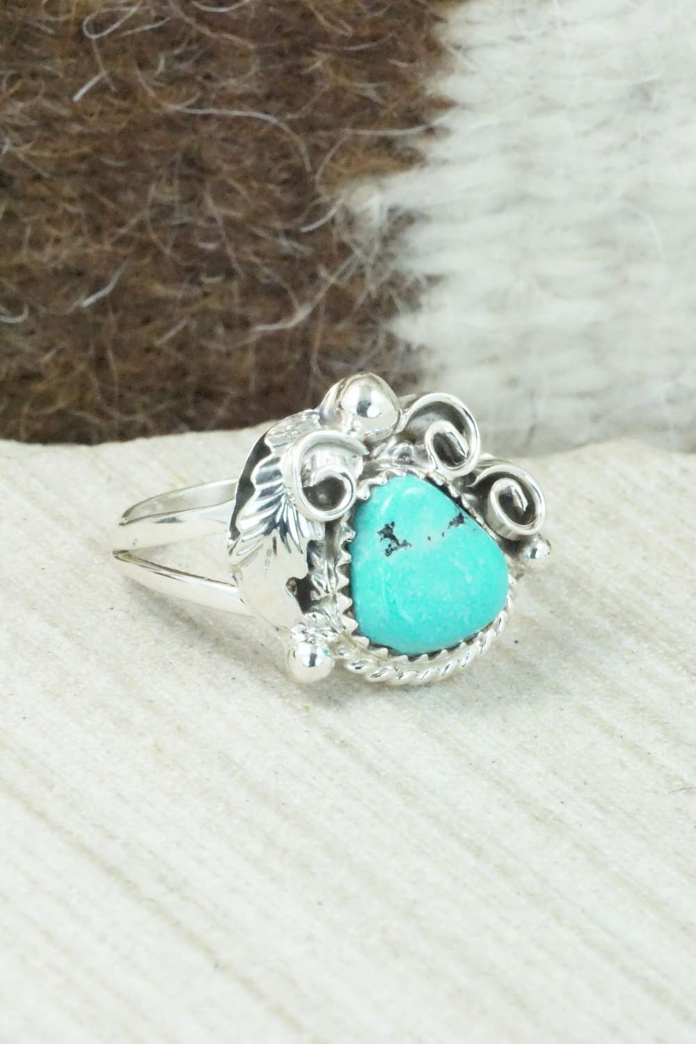 Turquoise & Sterling Silver Ring - Roberta Begay - Size 8.5