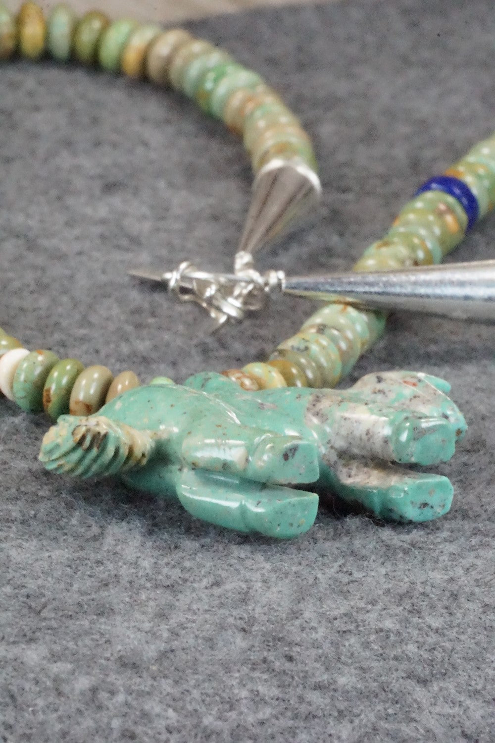 Horse Zuni Fetish Carving Necklace - Andres Quandelacy