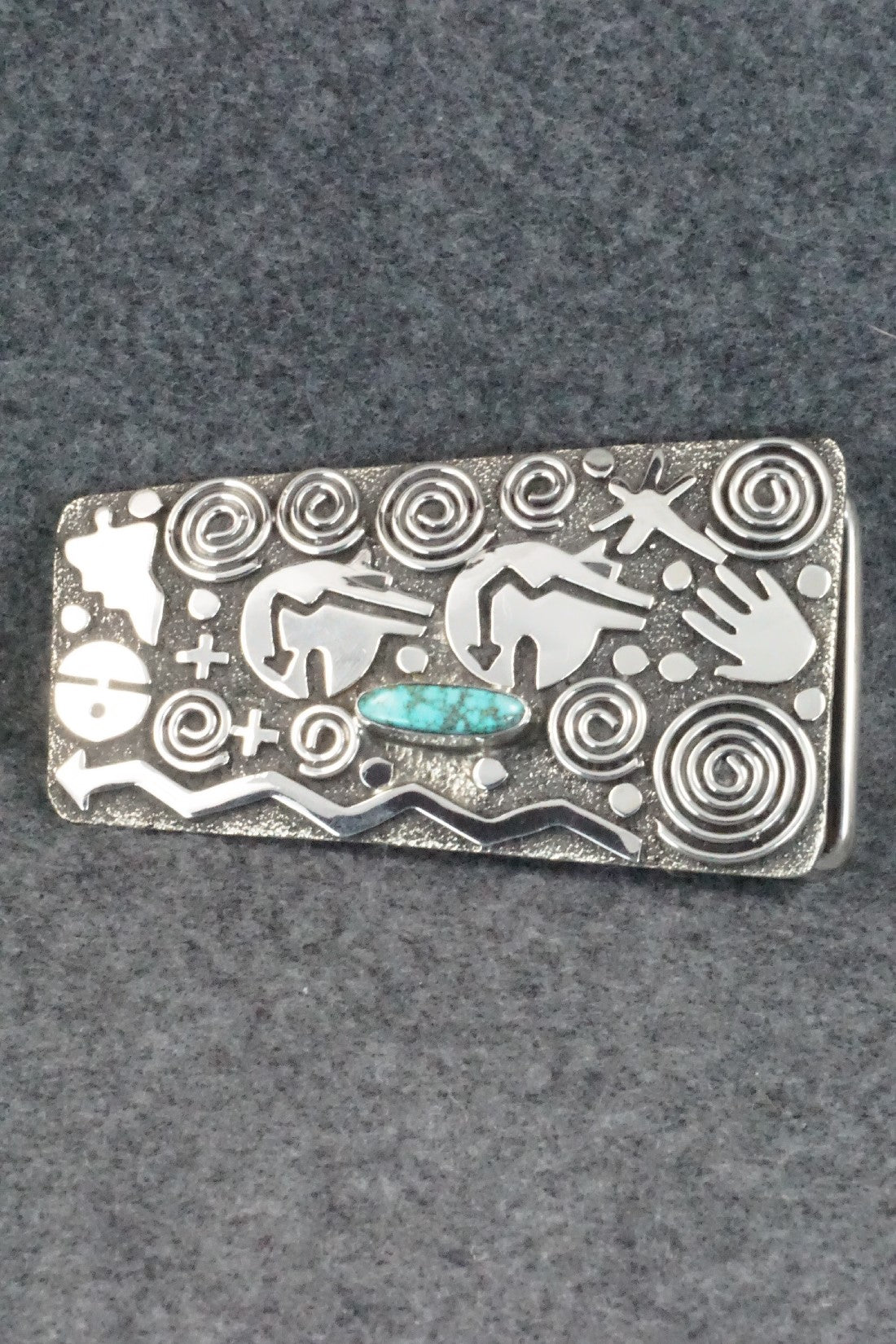 Turquoise & Sterling Silver Belt Buckle - Alex Sanchez