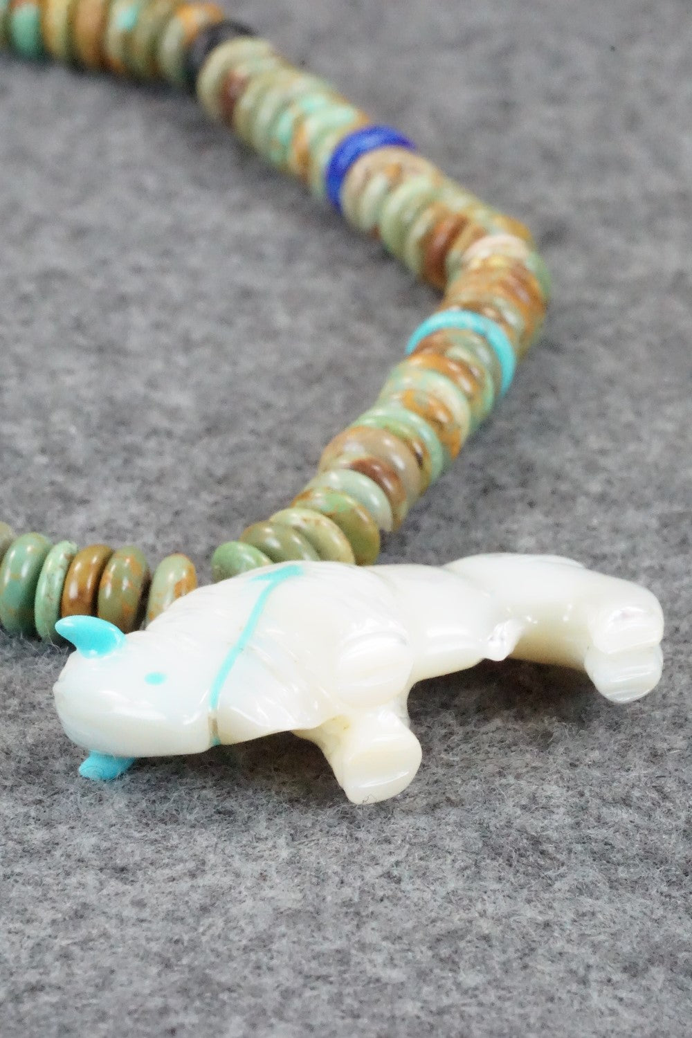 Buffalo Zuni Fetish Carving Necklace - Andres Quandelacy