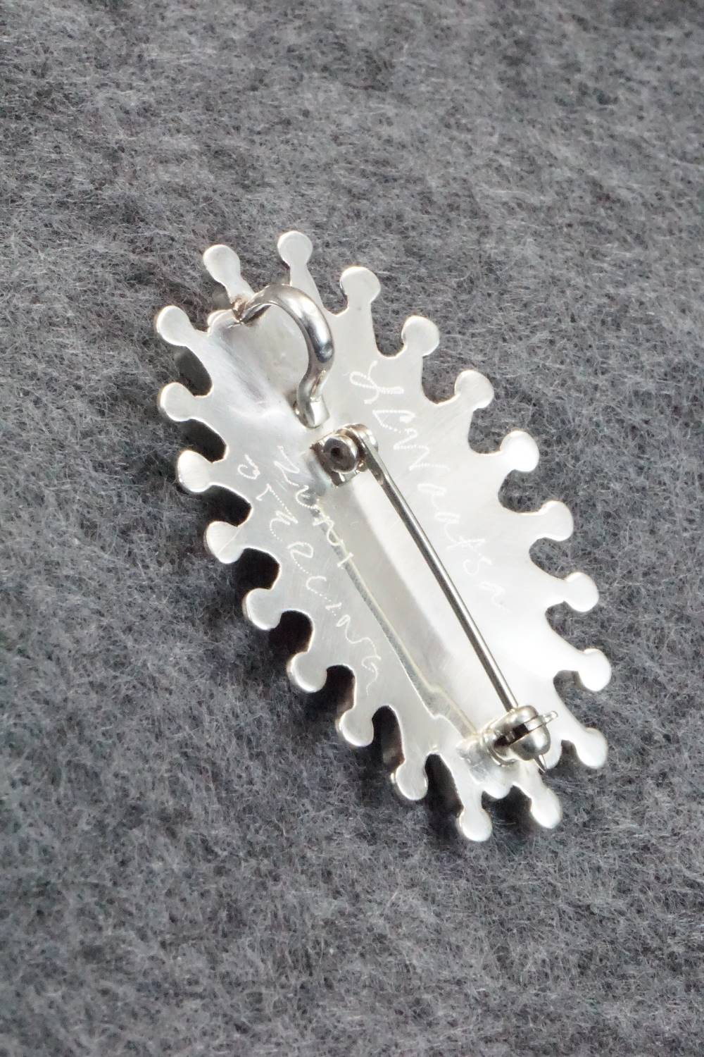 Turquoise & Sterling Silver Pendant/ Pin - Lorraine Waatsa