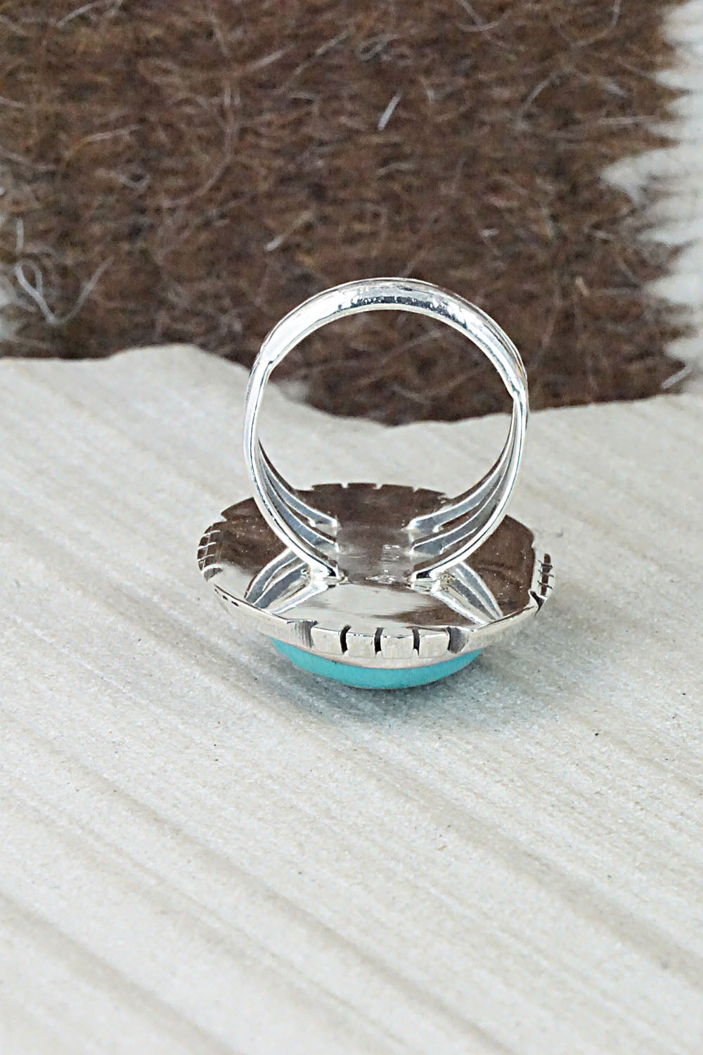 Turquoise & Sterling Silver Ring - Samuel Yellowhair - Size 6