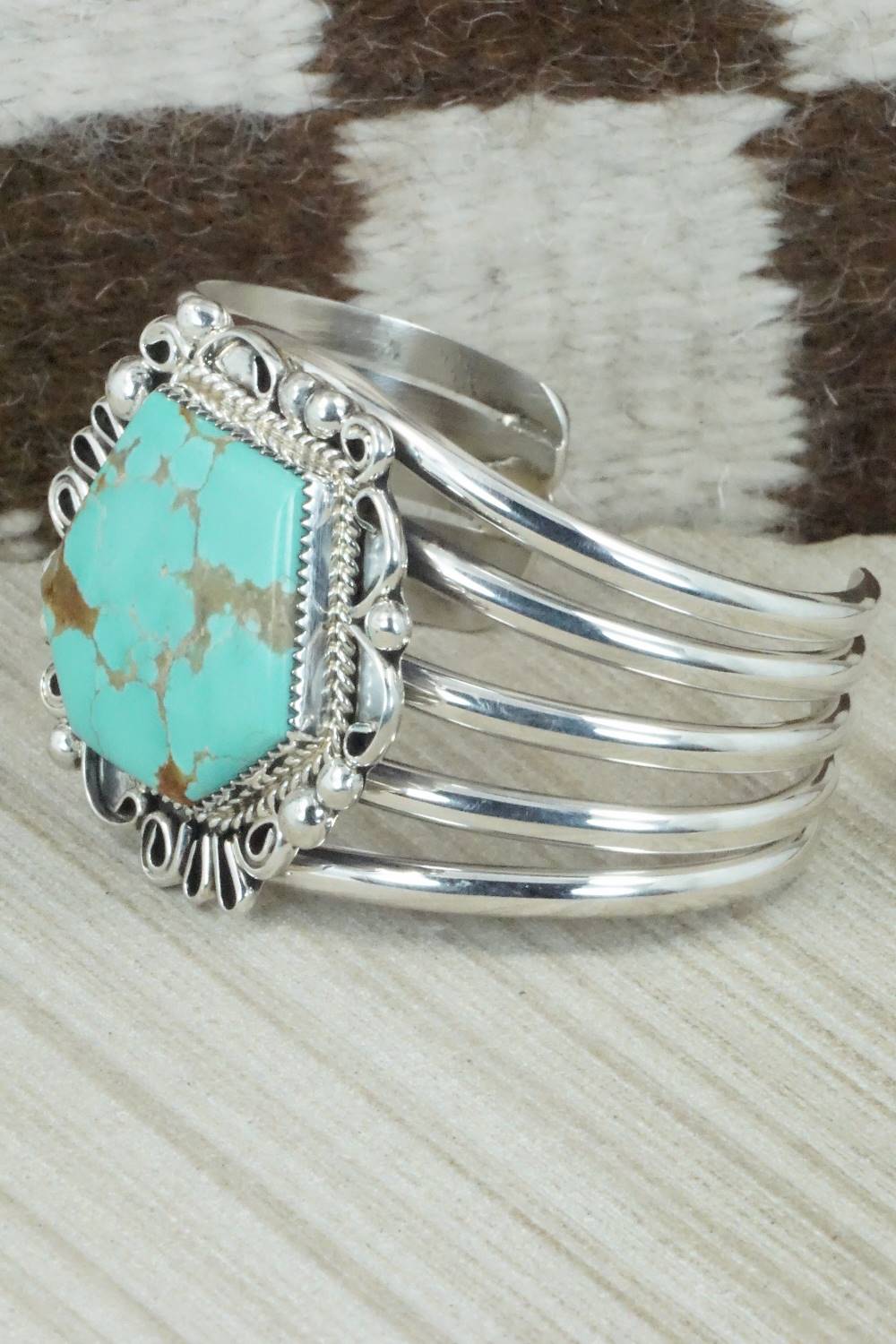 Turquoise & Sterling Silver Bracelet - Leslie Nez