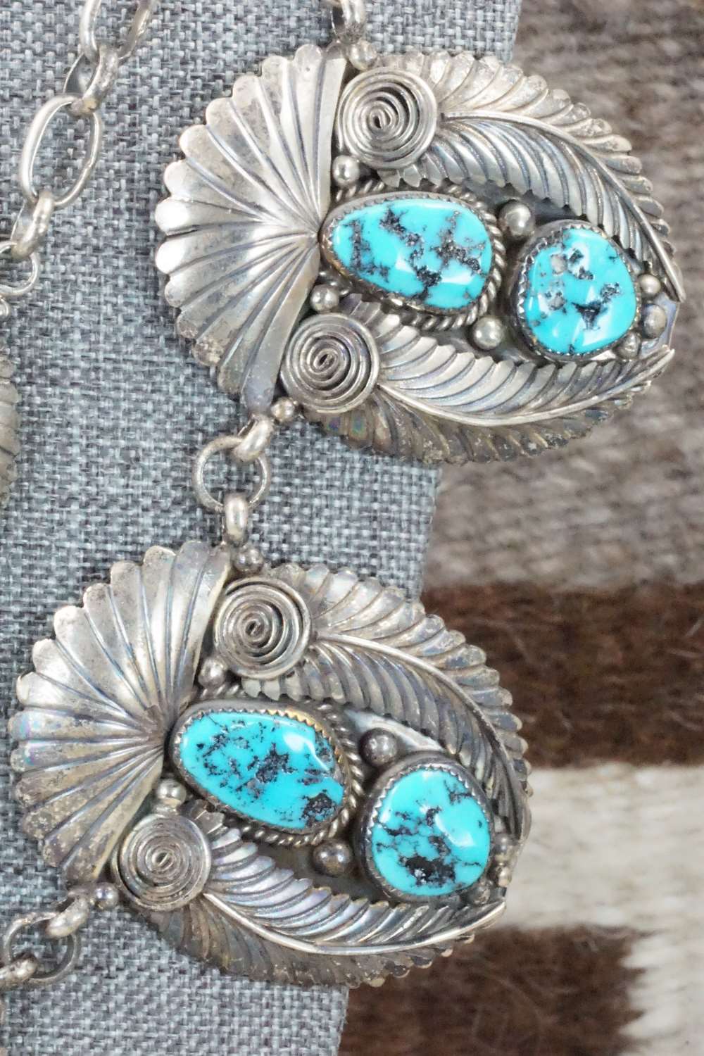 Turquoise & Sterling Silver Necklace and Earrings - Nora Tsosie