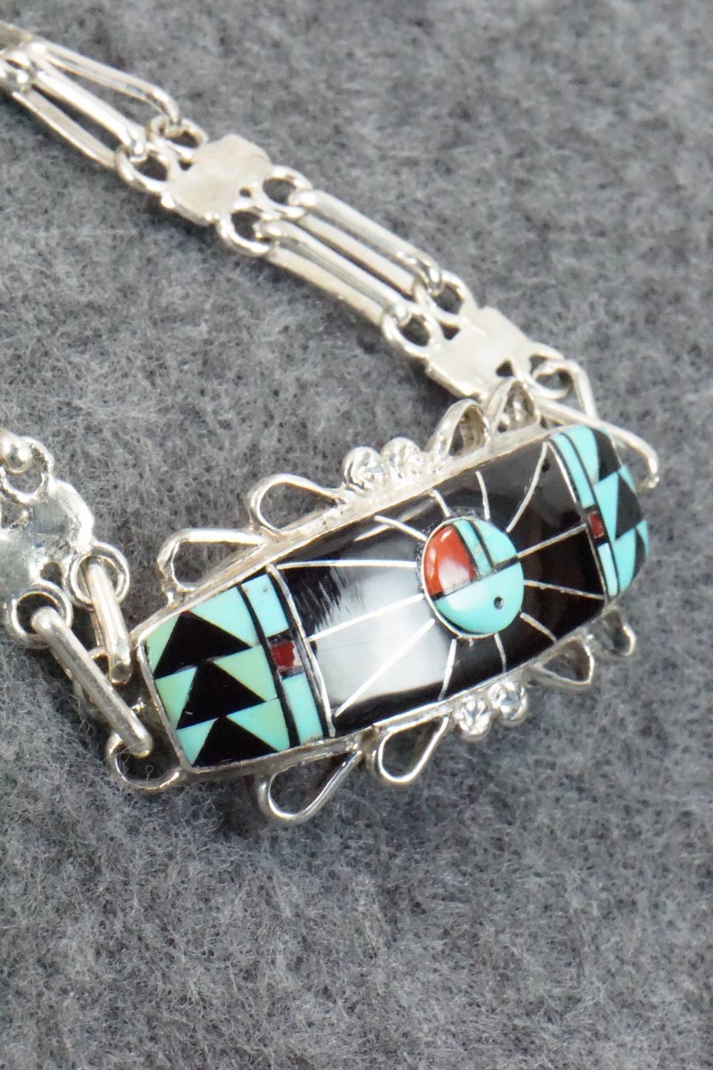 Multi Stone & Sterling Silver Inlay Link Bracelet - Ola Eriacho