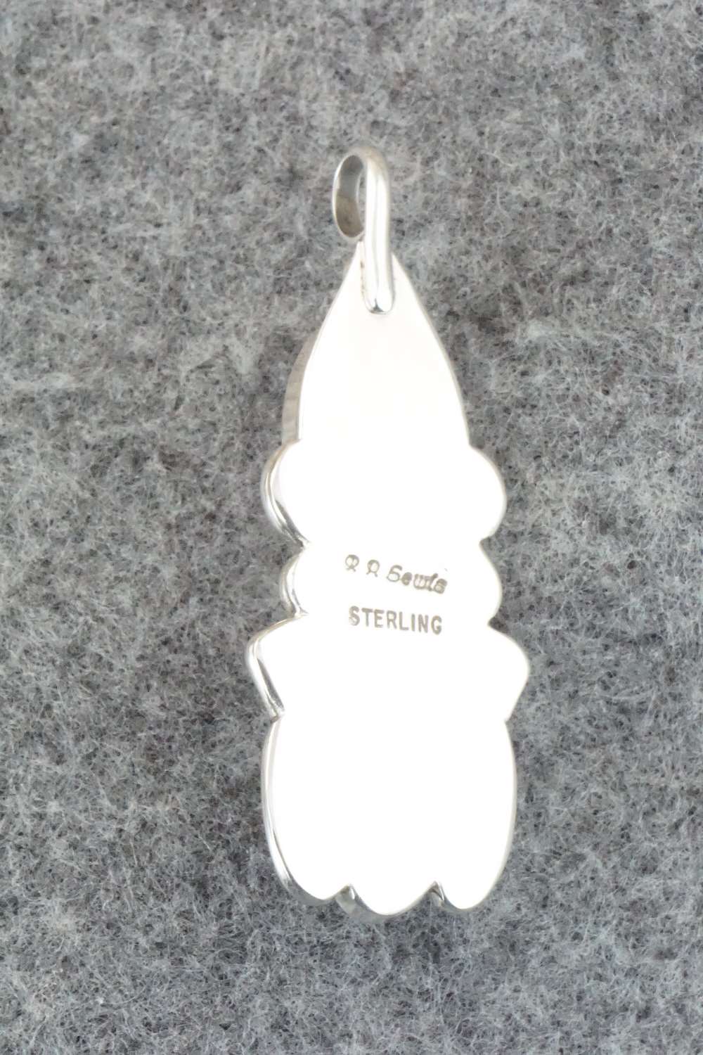 Turquoise, Coral & Sterling Silver Pendant - Roger Lewis