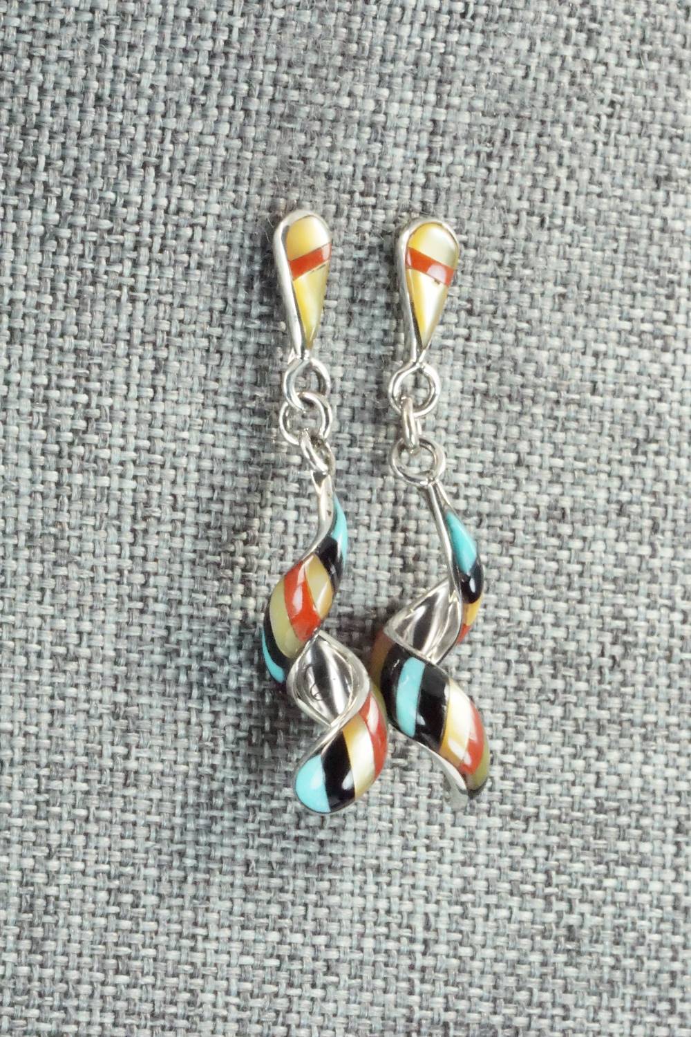 Multi Stone & Sterling Silver Inlay Earrings - Idella Edaakie