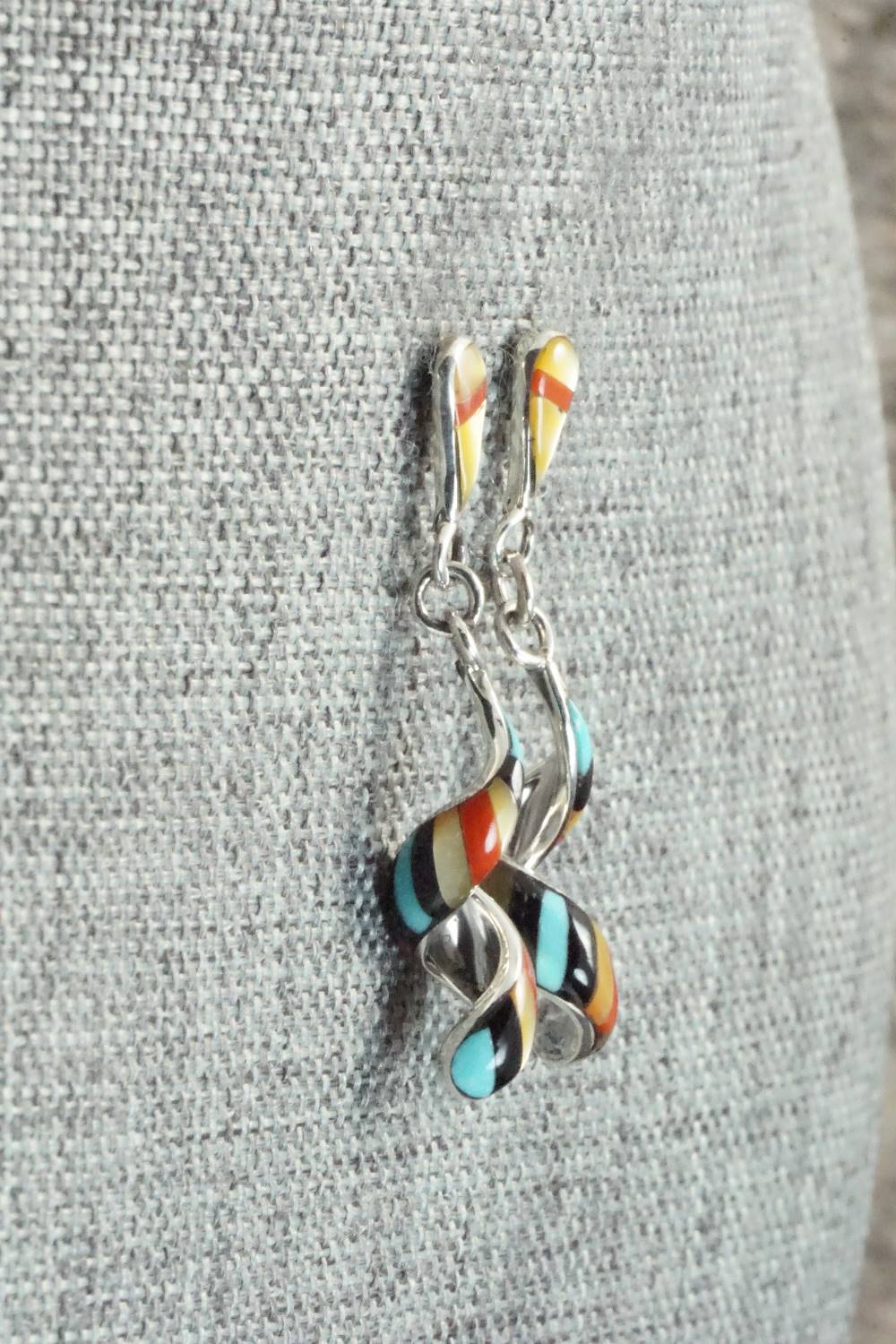 Multi Stone & Sterling Silver Inlay Earrings - Idella Edaakie