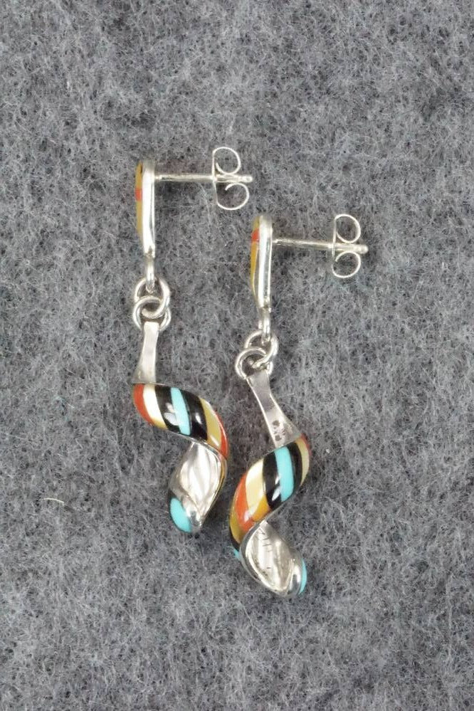 Multi Stone & Sterling Silver Inlay Earrings - Idella Edaakie