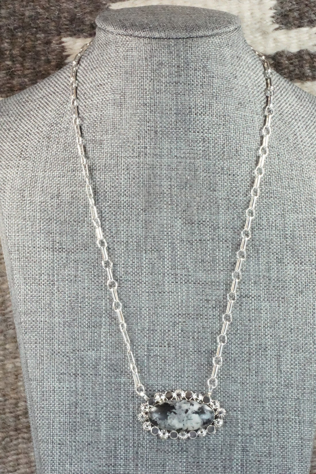 White Buffalo & Sterling Silver Necklace - Gregg Yazzie