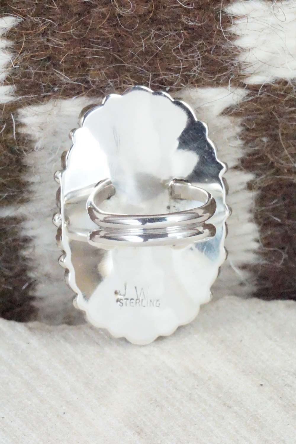 Coral and Sterling Silver Ring - Justina Wilson - Size 7