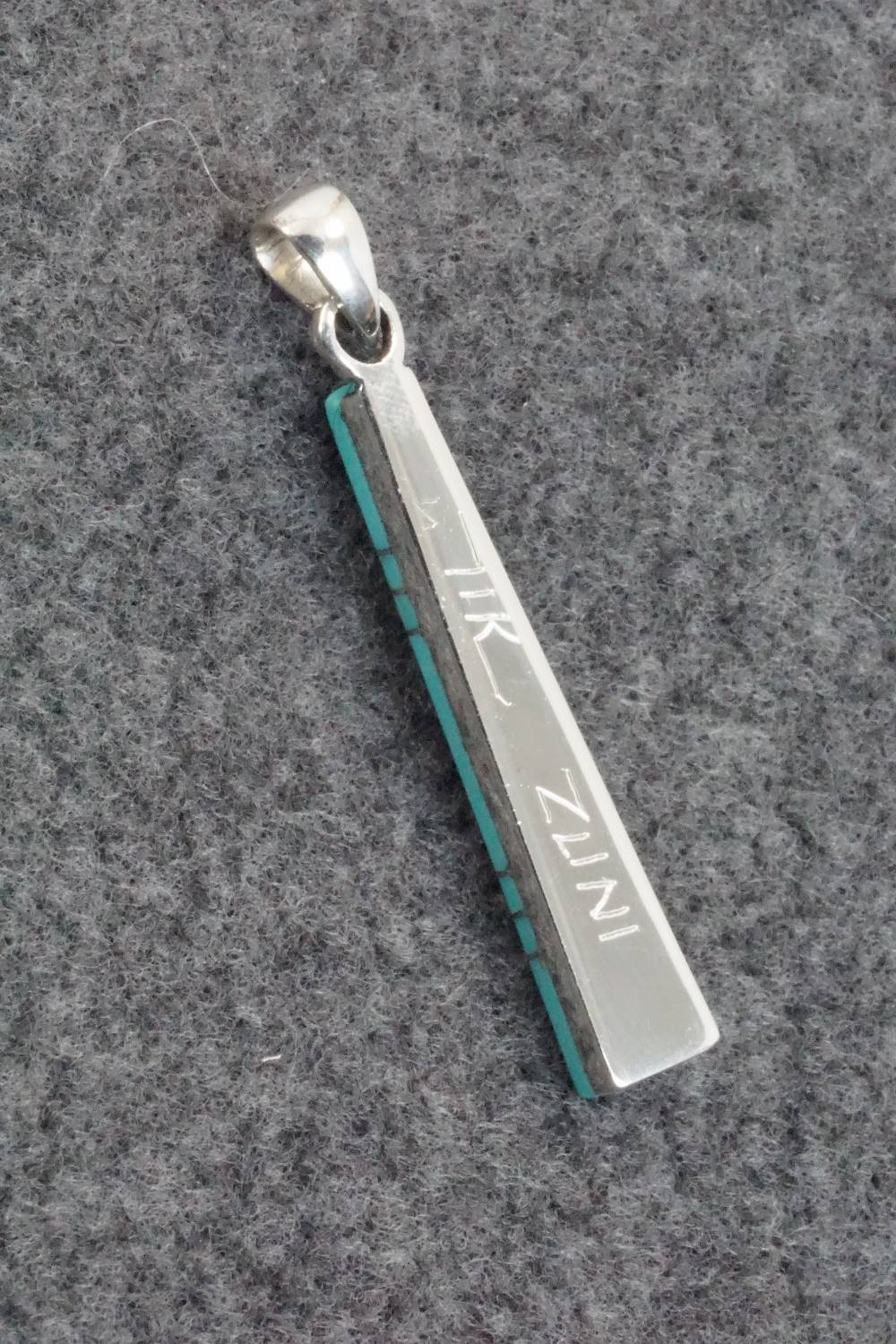 Turquoise & Sterling Silver Inlay Pendant - MaDerral Kallestewa