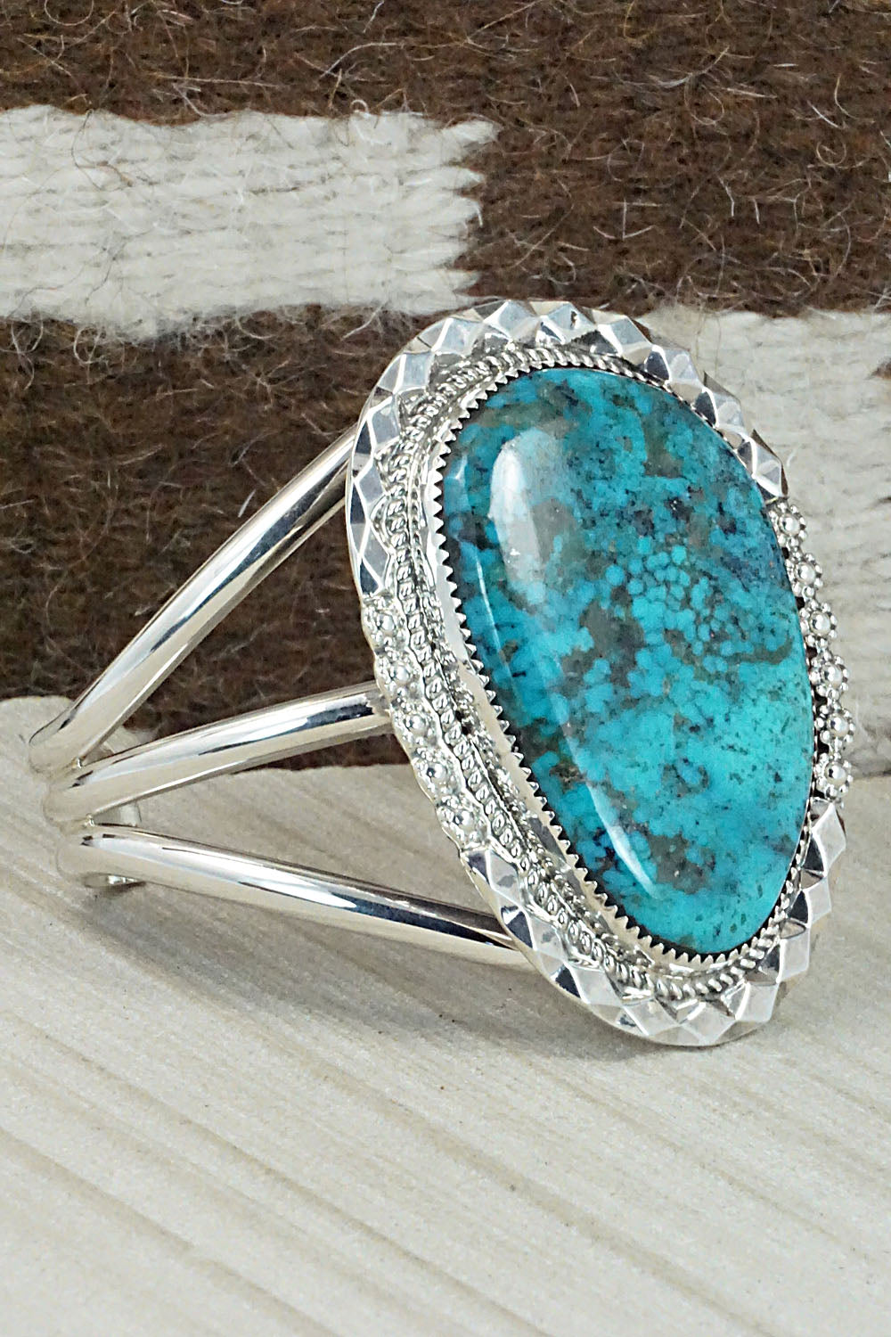 Turquoise & Sterling Silver Bracelet - Leslie Nez