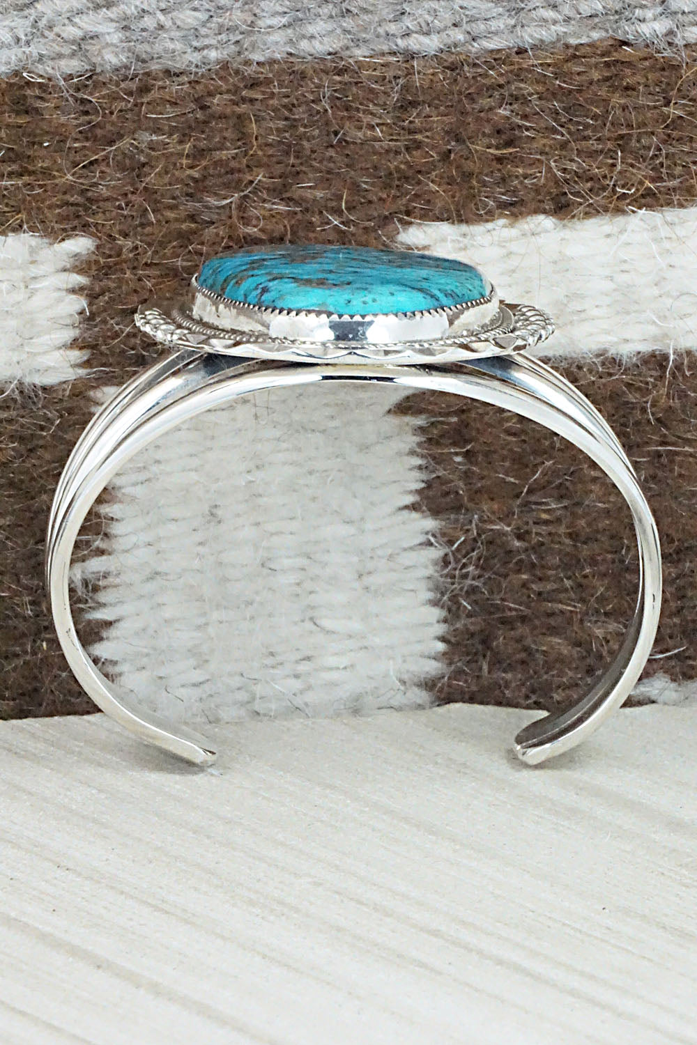 Turquoise & Sterling Silver Bracelet - Leslie Nez