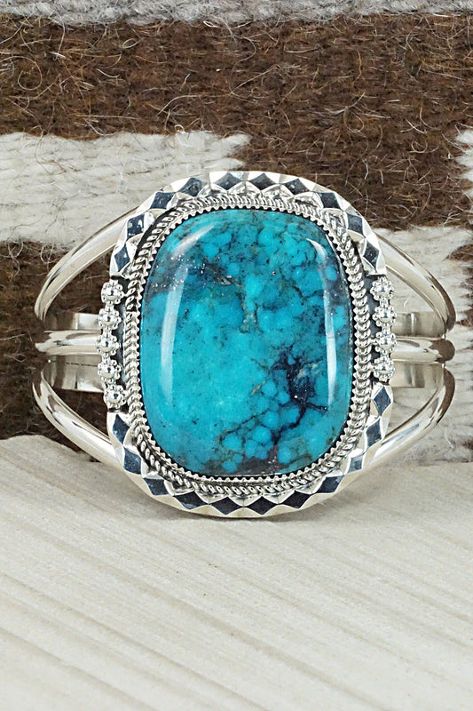 Turquoise & Sterling Silver Bracelet - Leslie Nez