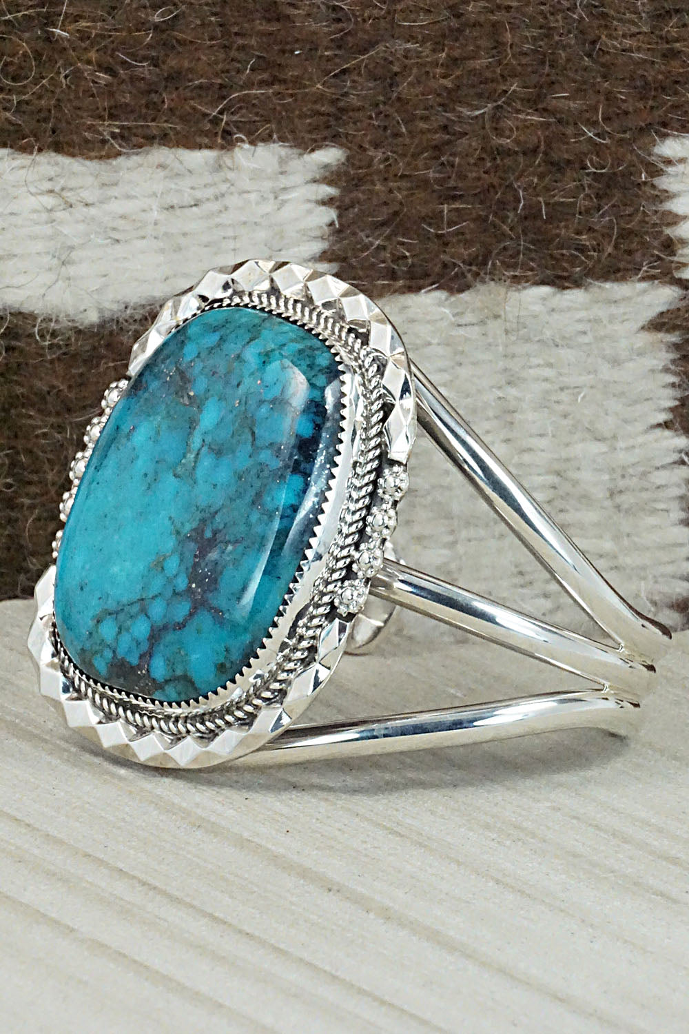 Turquoise & Sterling Silver Bracelet - Leslie Nez