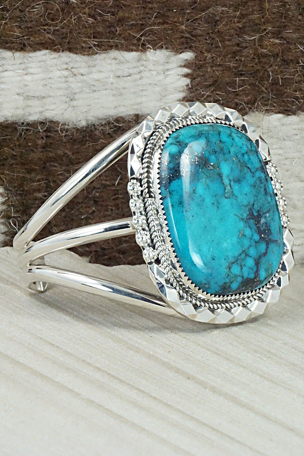 Turquoise & Sterling Silver Bracelet - Leslie Nez