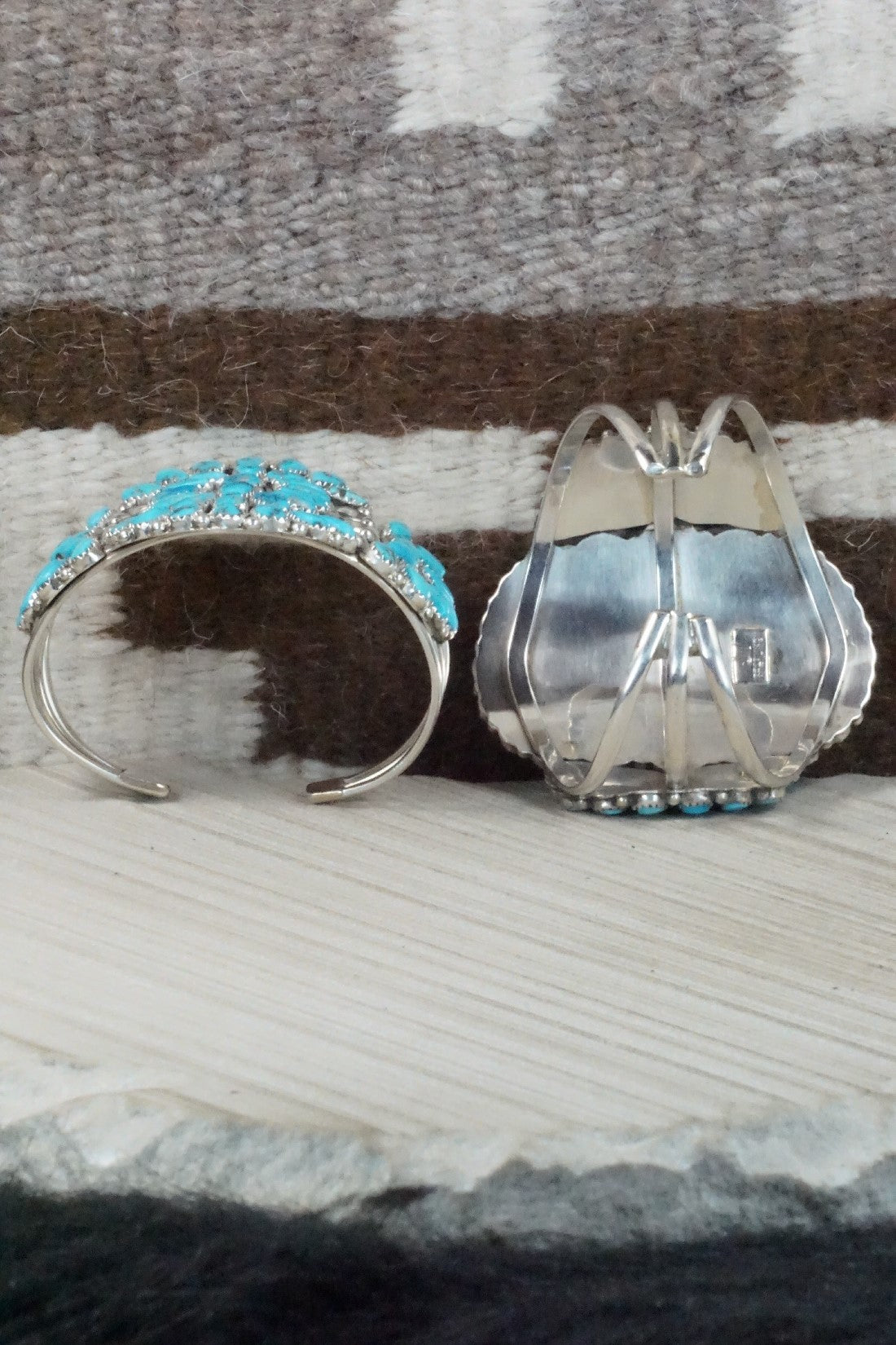 Turquoise & Sterling Silver Squash Blossom Necklace Set - Justina Wilson