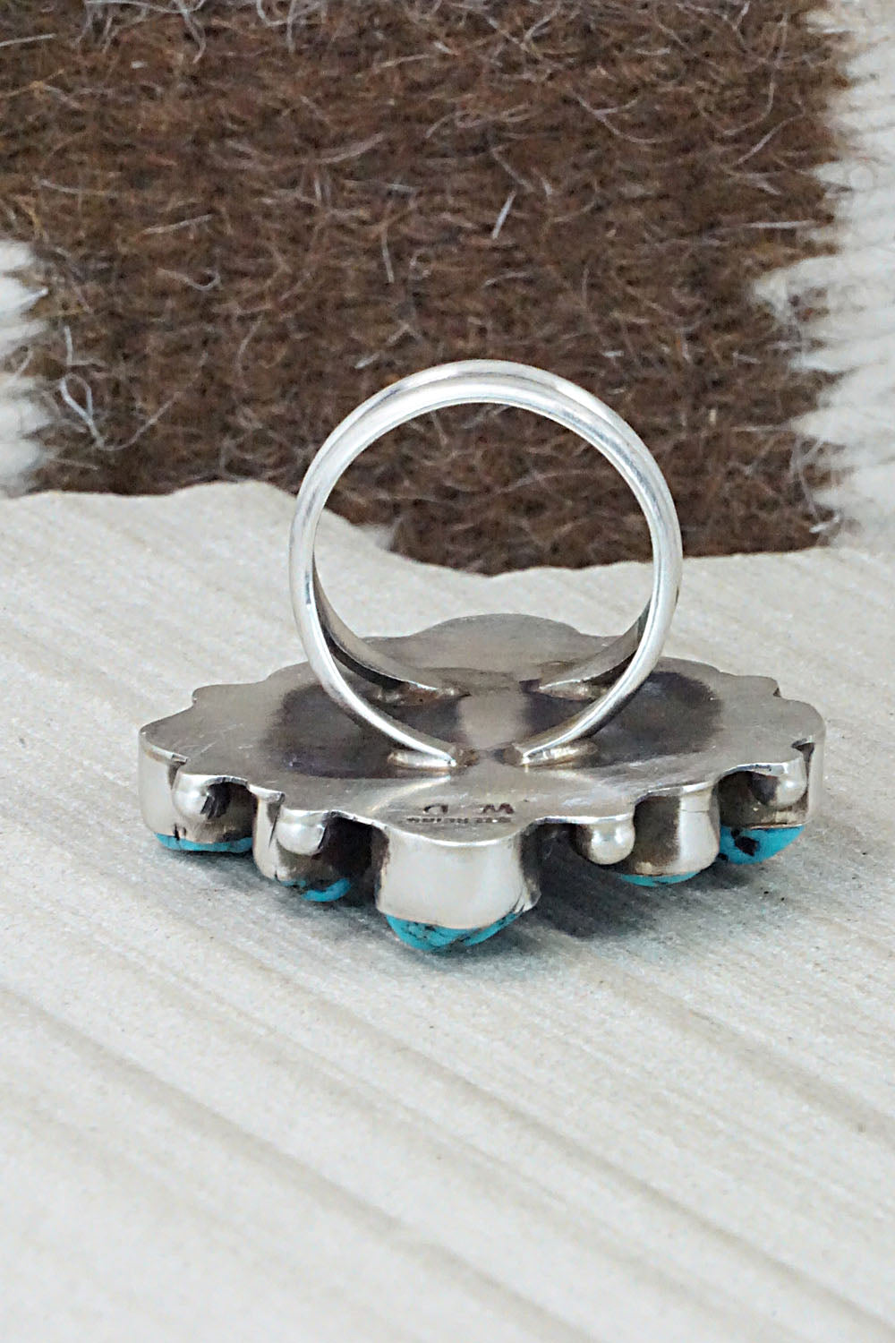Turquoise & Sterling Silver Ring - Wilson Dawes - Size 8.75