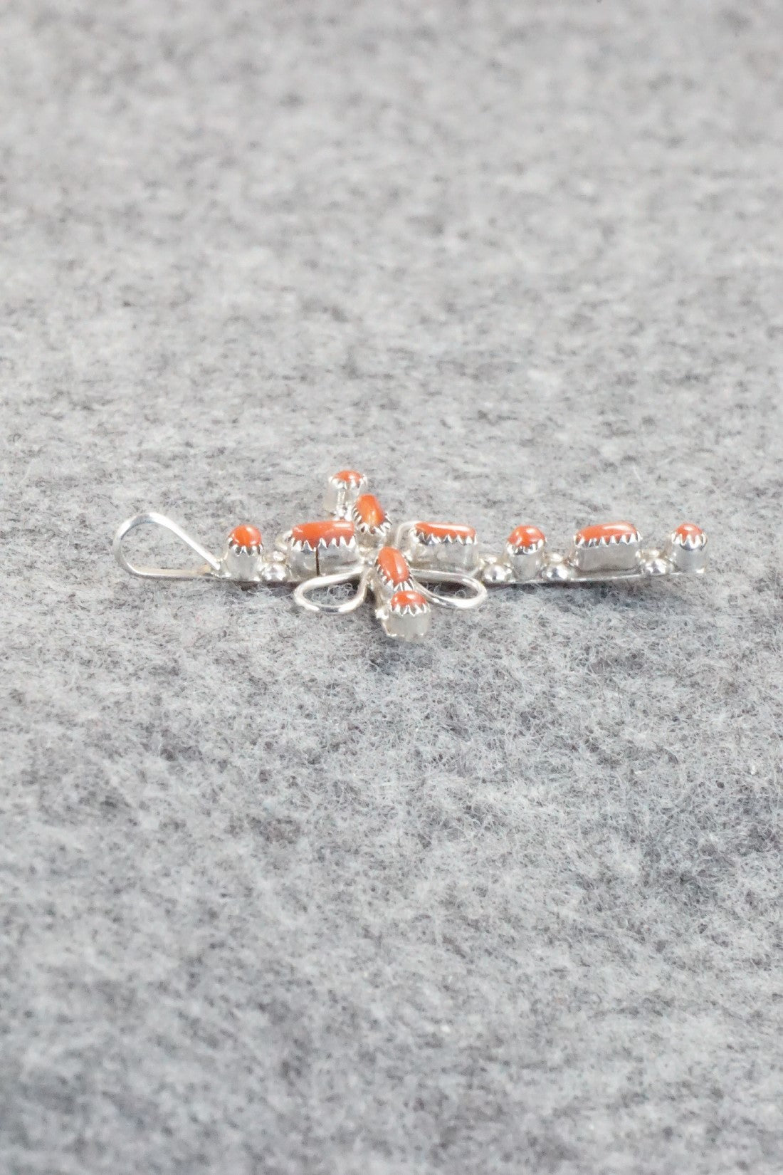 Coral & Sterling Silver Pendant - H. Martinez