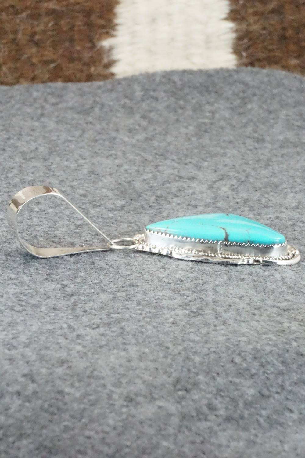 Turquoise & Sterling Silver Pendant - Kenny Calavaza