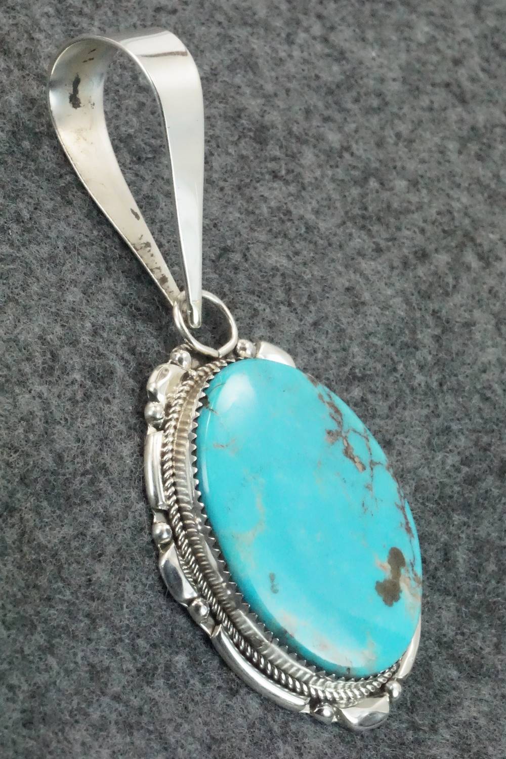 Turquoise & Sterling Silver Pendant - Kenny Calavaza