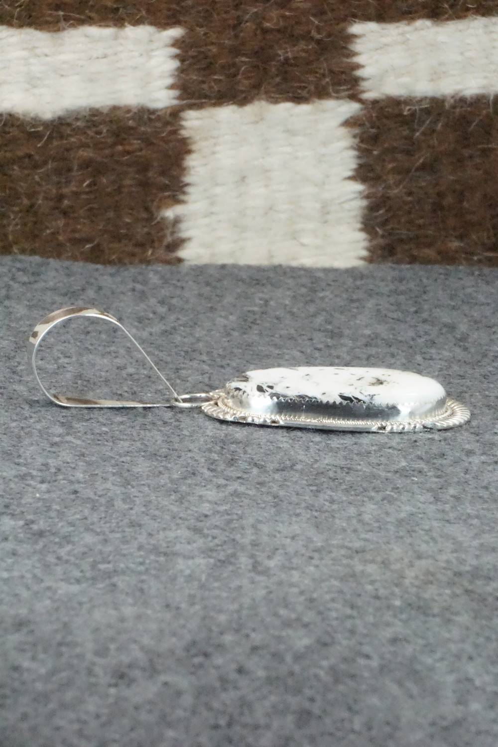 White Buffalo & Sterling Silver Pendant - Kenny Calavaza