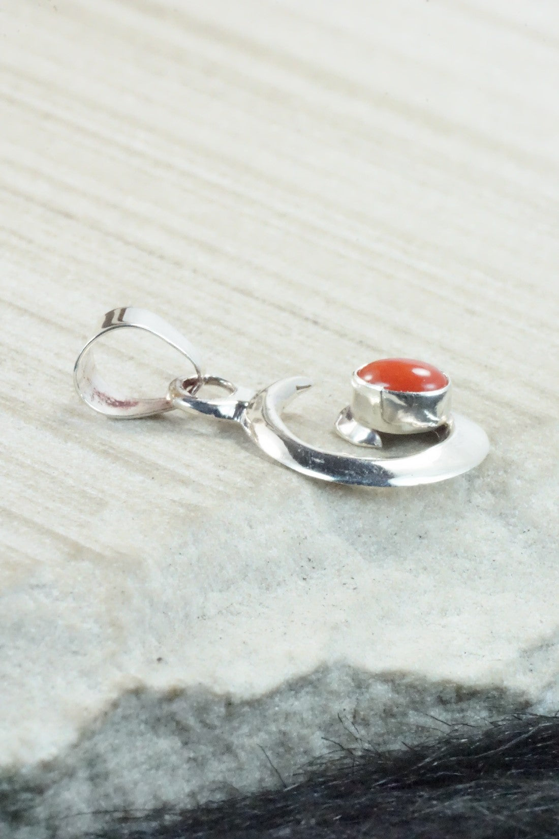 Coral & Sterling Silver Pendant - Mildred Parkhurst