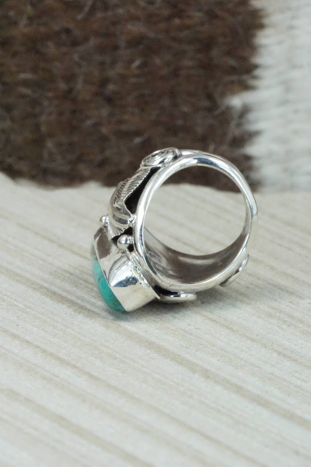 Turquoise & Sterling Silver Ring - Darrell Morgan - Size 5.75