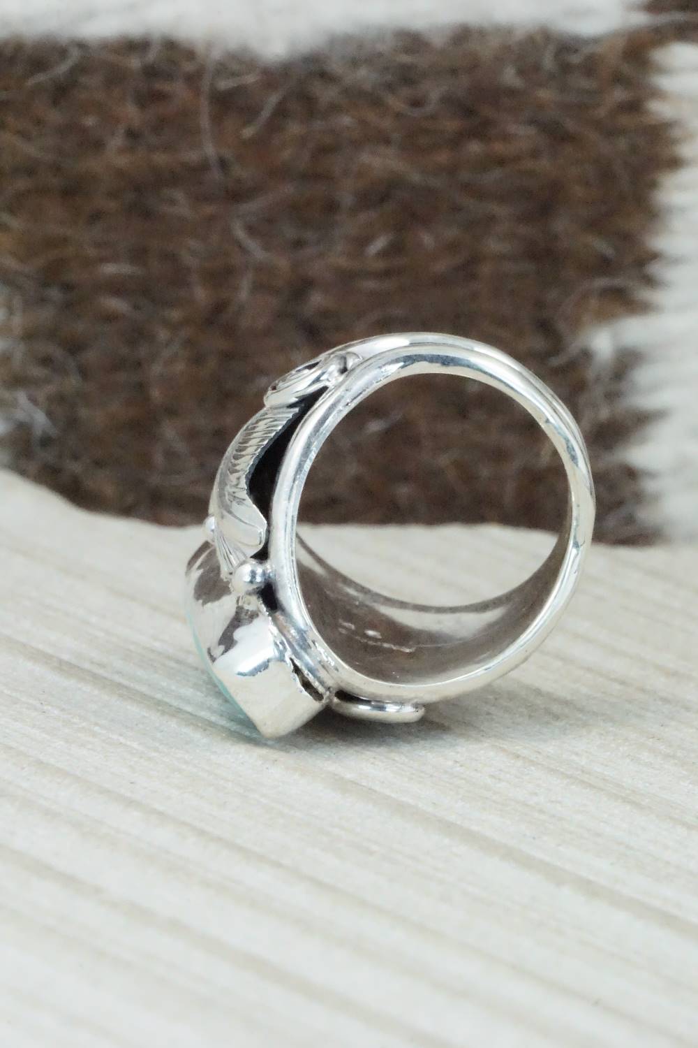 Turquoise & Sterling Silver Ring - Darrell Morgan - Size 8.5