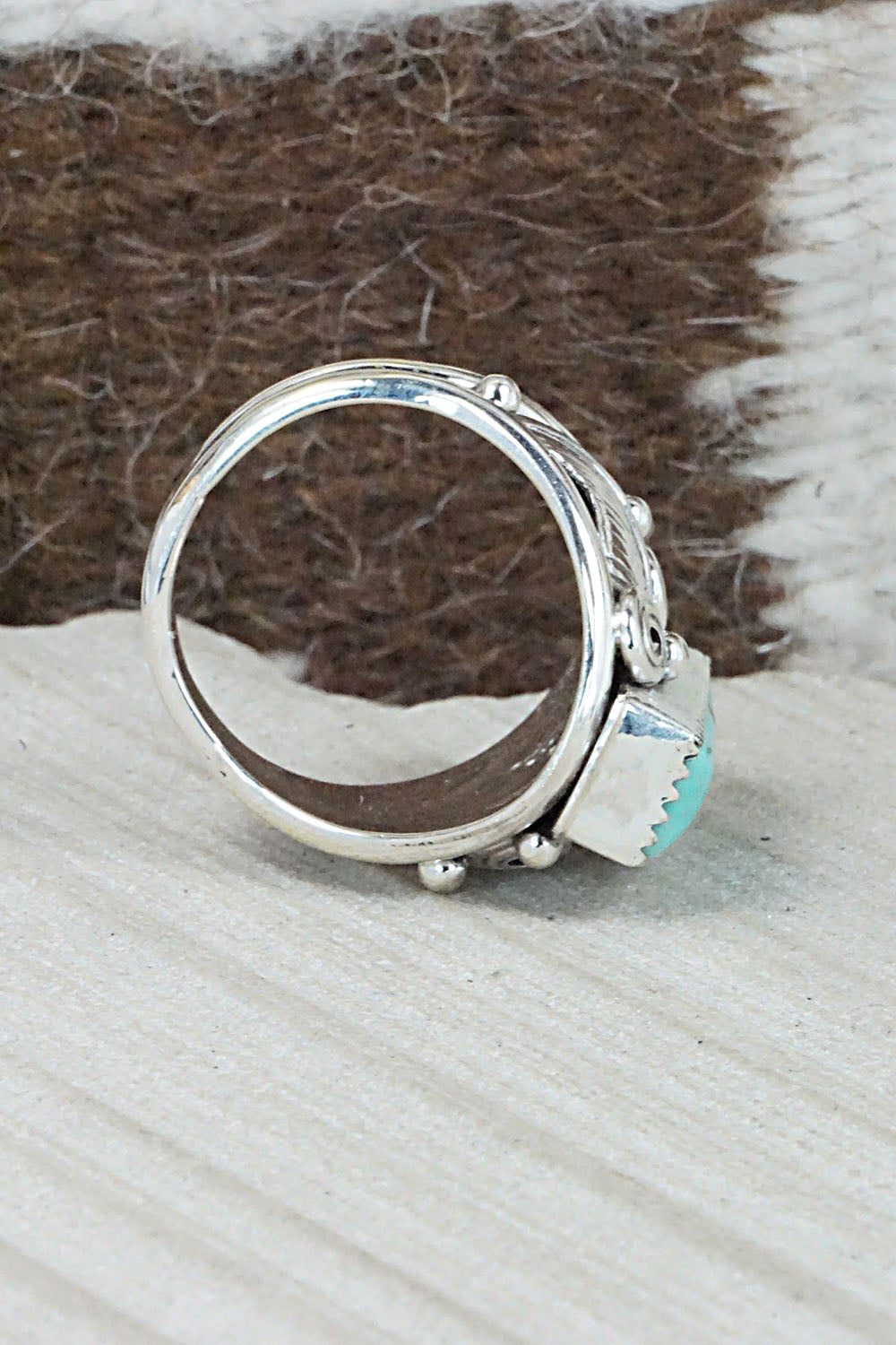 Turquoise & Sterling Silver Ring - Darrell Morgan - Size 12
