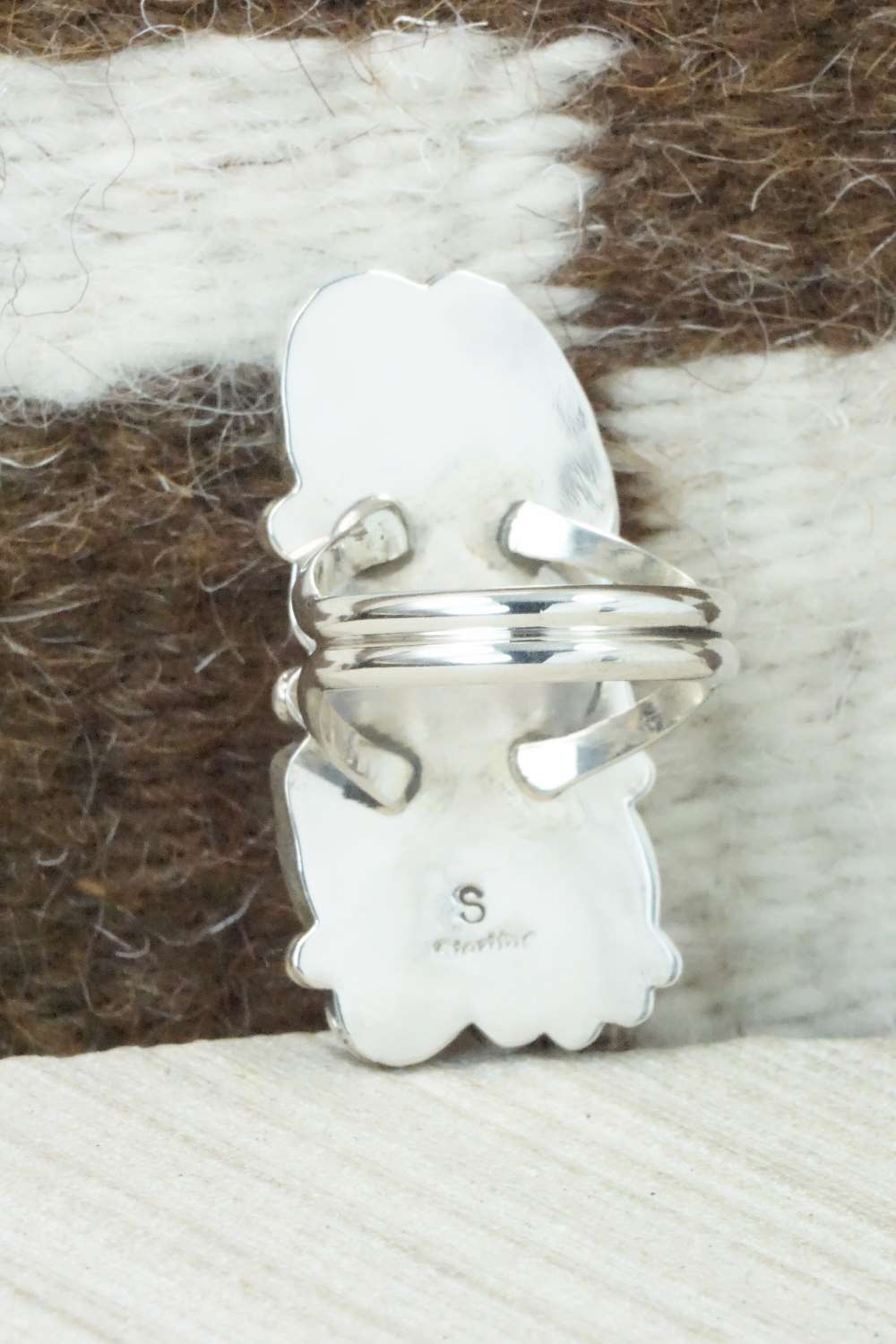 Coral, Turquoise & Sterling Silver Ring - Shirley Largo - Size 9