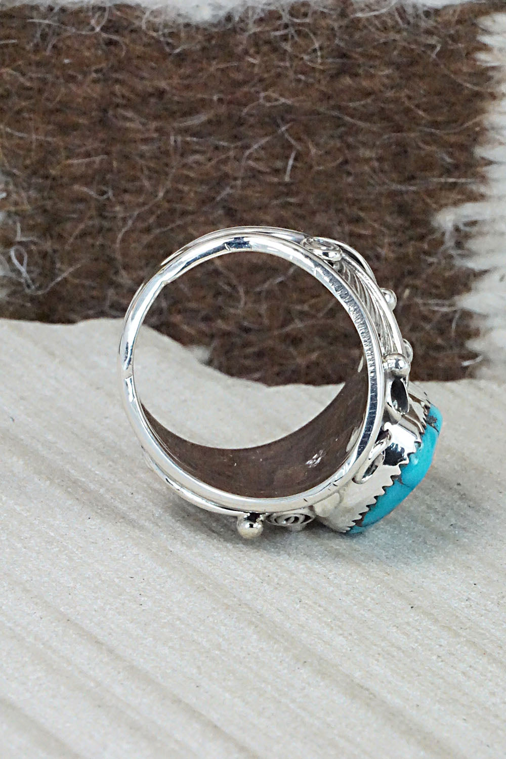 Turquoise & Sterling Silver Ring - Jeannette Saunders - Size 11.5